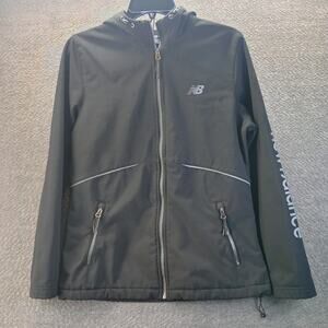 New Balance Women Medium Softshell Jacket Black Full Zip Reflective